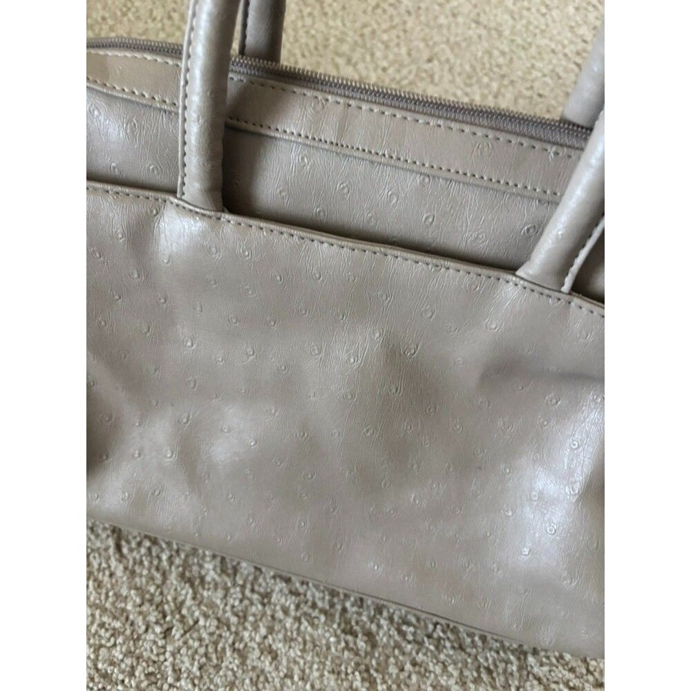 Bueno Beige Soft Faux ostrich leather Satchel  bag handbag